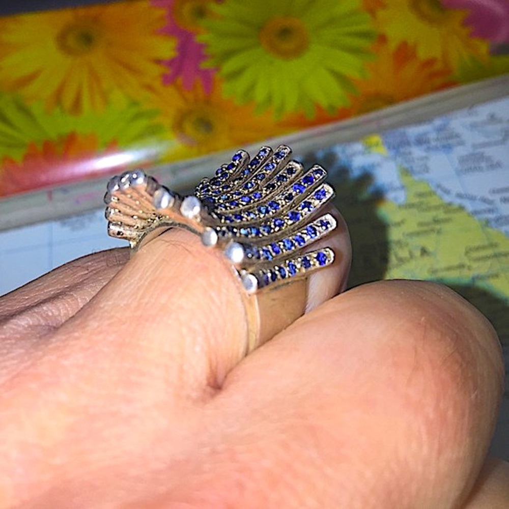 Solid Silver And Sapphires Ring - image 2
